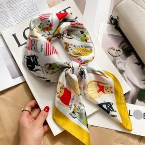 NEW Yellow Cat scarf whimsical cats calico, farm, York chocolate, ginger tabby